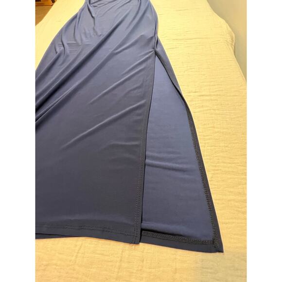 NWT Bebe Cowl Midi Dress Navy Slit Lim Fit Dress Size XS Style Number 702917 - Picture 10 of 11